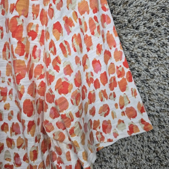 Chicos Top Womens 2 US Large Orange V Neck Slub Knit Short Sleeve Tee Casual - Picture 2 of 7